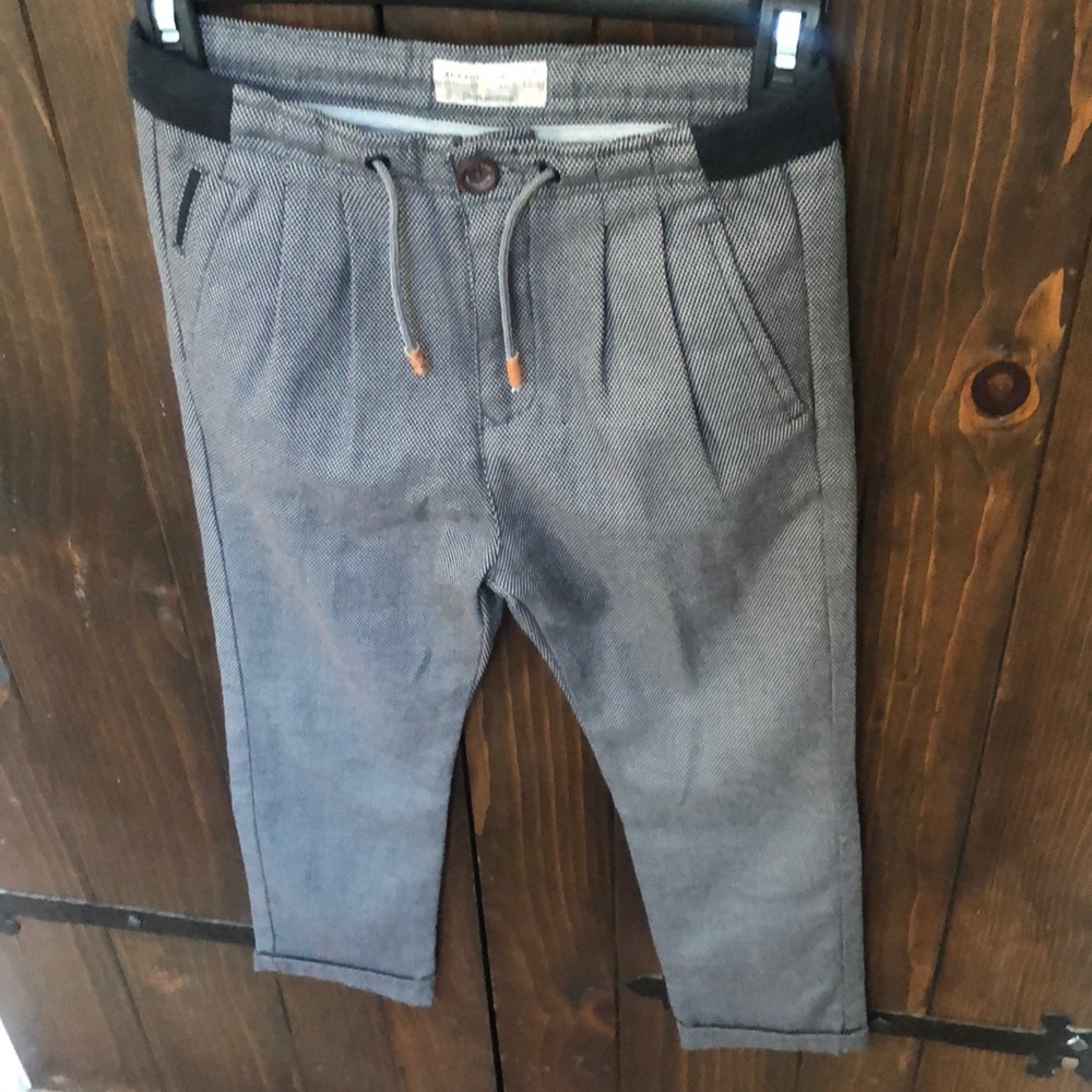 Zara boys trouser pants button drawstring pleats 7